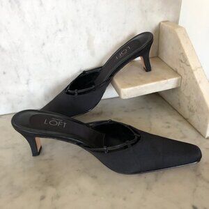 LOFT Black Fabric Leather Upper Mules 6M